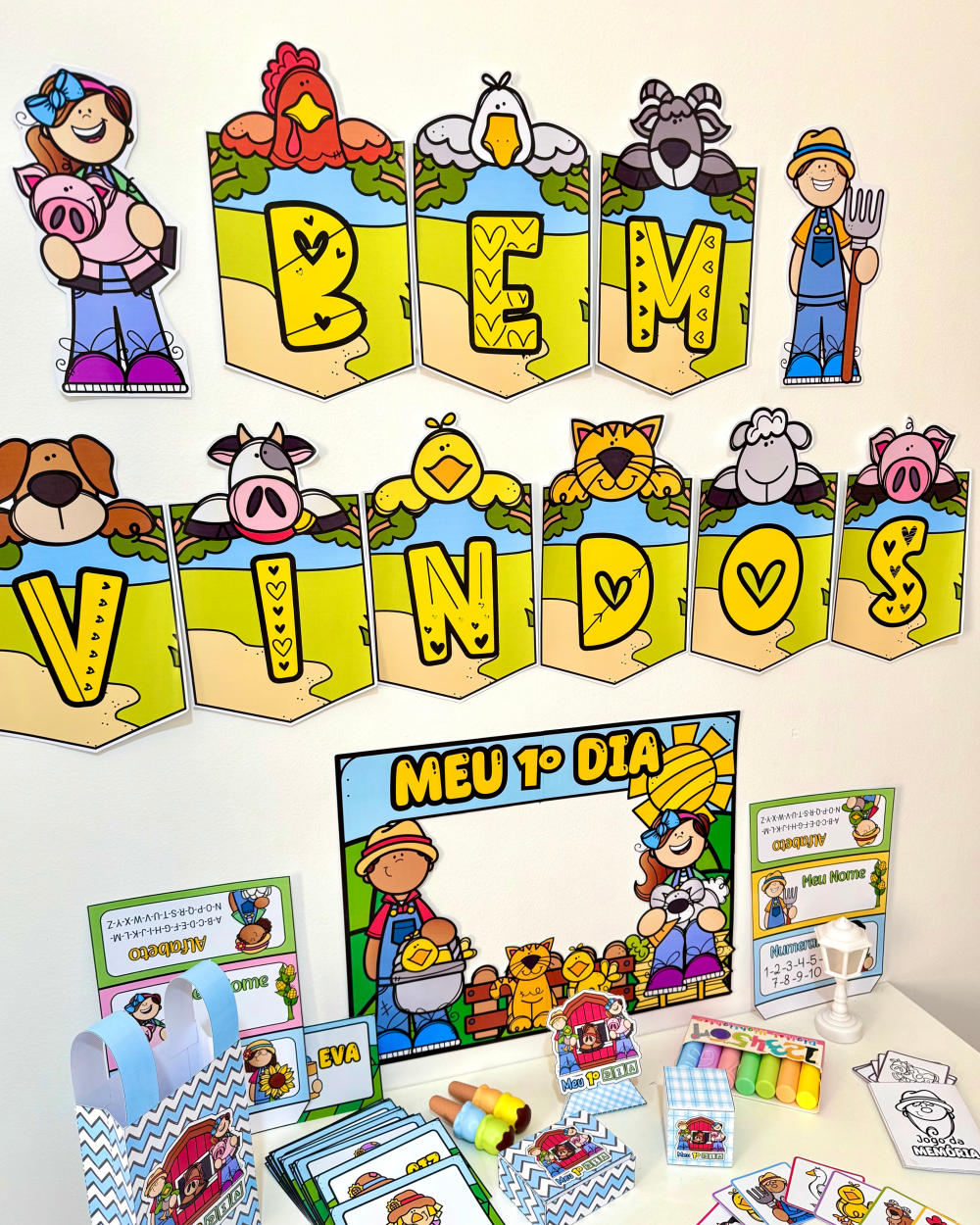 Kit Ornamentação de Sala de Aula tema Fazendinha para turmas da Educação Infantil e séries iniciais do Ensino Fundamental. - Imagem 18