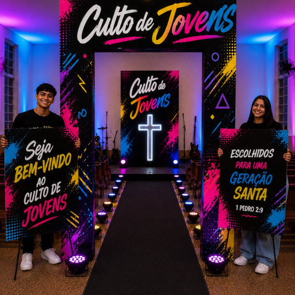 DECORAÇÃO COMPLETA CULTO DE JOVENS.