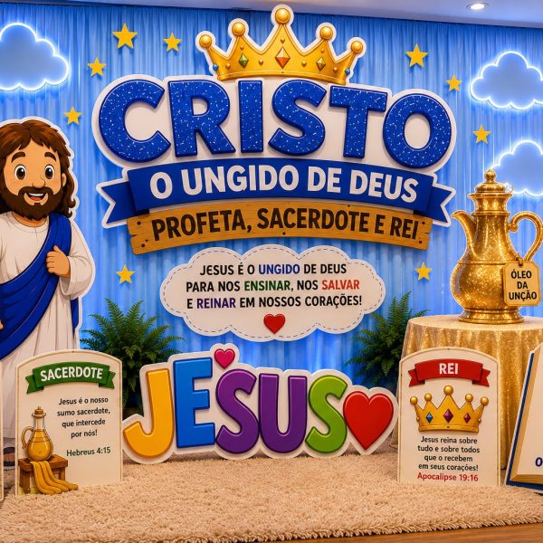 CRISTO O UNGIDO DE DEUS CENÁRIO PARA CULTO INFANTIL.