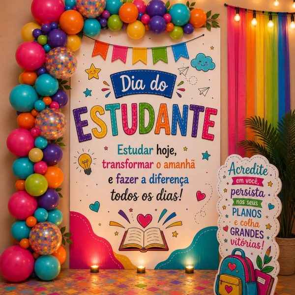 DECORAÇÃO DIA DO ESTUDANTE. painel + display