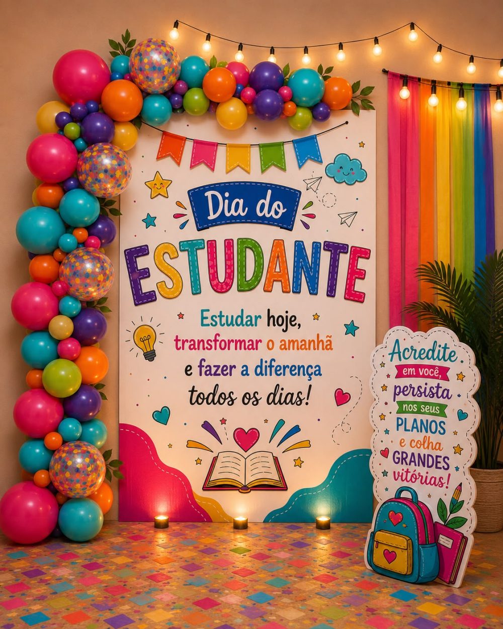 DECORAÇÃO DIA DO ESTUDANTE. painel + display - Imagem 4