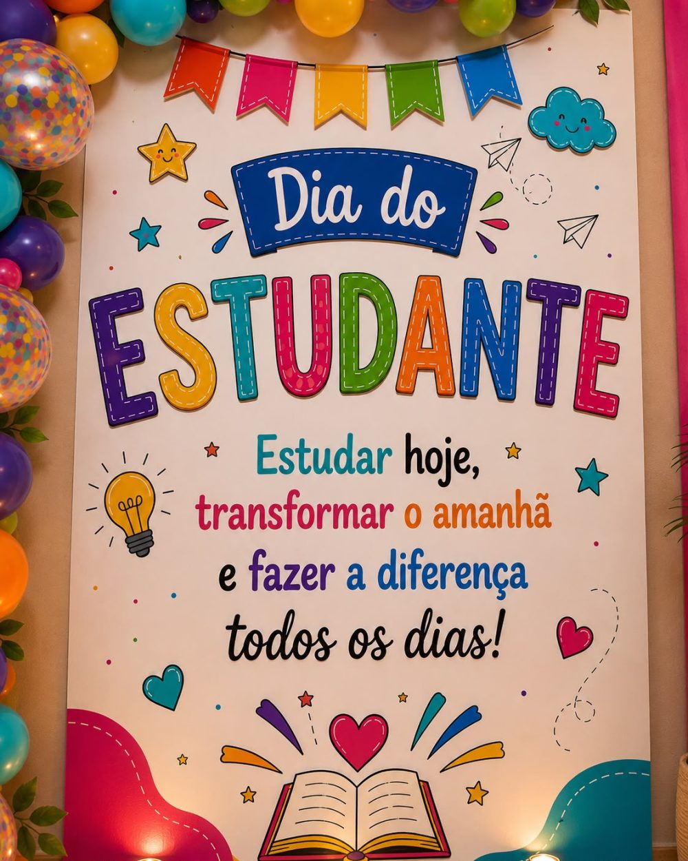 DECORAÇÃO DIA DO ESTUDANTE. painel + display - Imagem 5