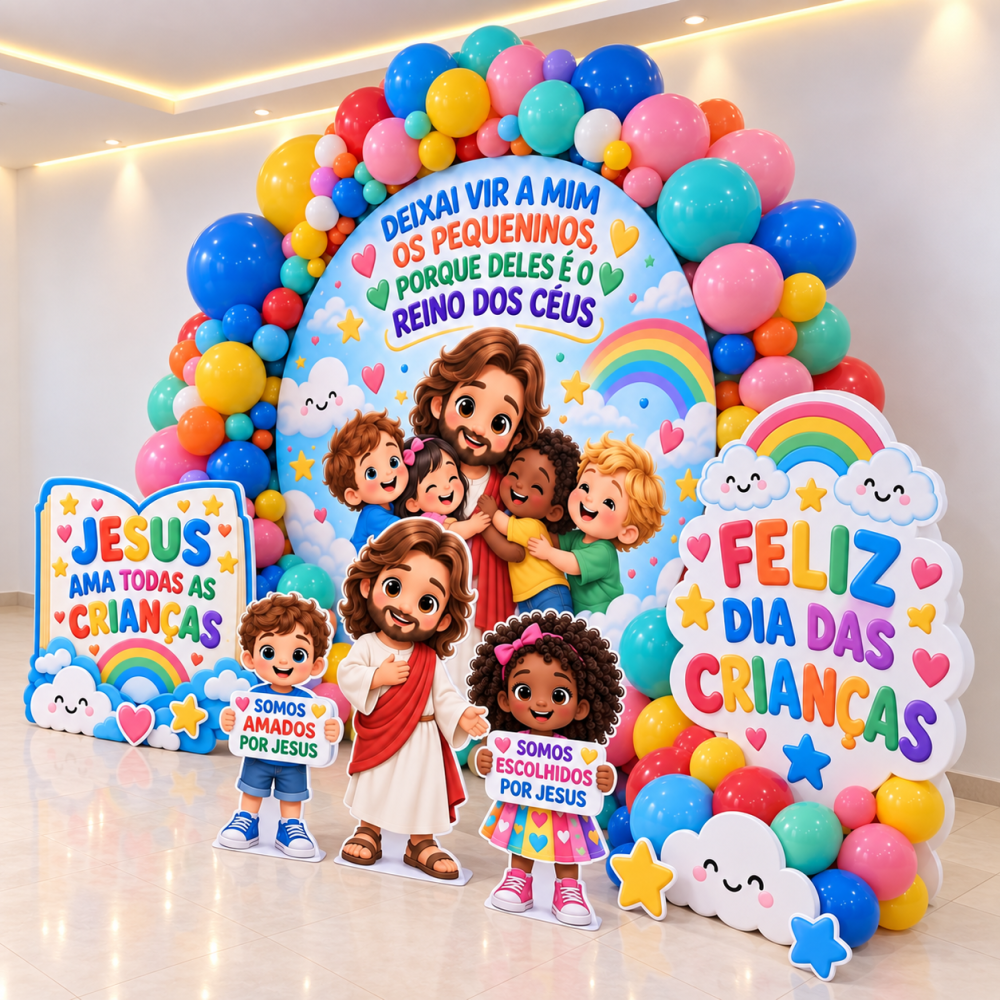 DECORAÇÃO DIA DAS CRIANÇAS. DEIXAI VIR A MIM OS PEQUENINOS PORQUE DELES É O REINO DOS CÉUS. - Imagem 6