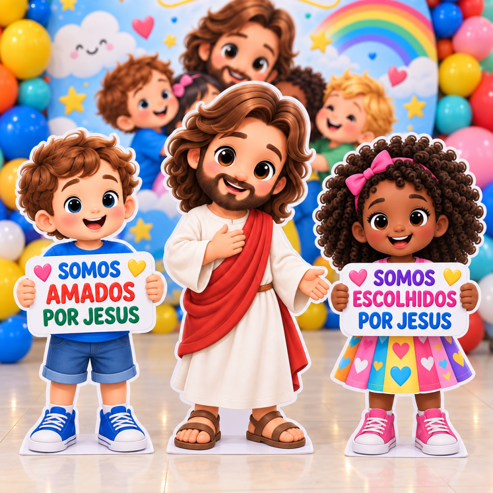 DECORAÇÃO DIA DAS CRIANÇAS. DEIXAI VIR A MIM OS PEQUENINOS PORQUE DELES É O REINO DOS CÉUS. - Imagem 4