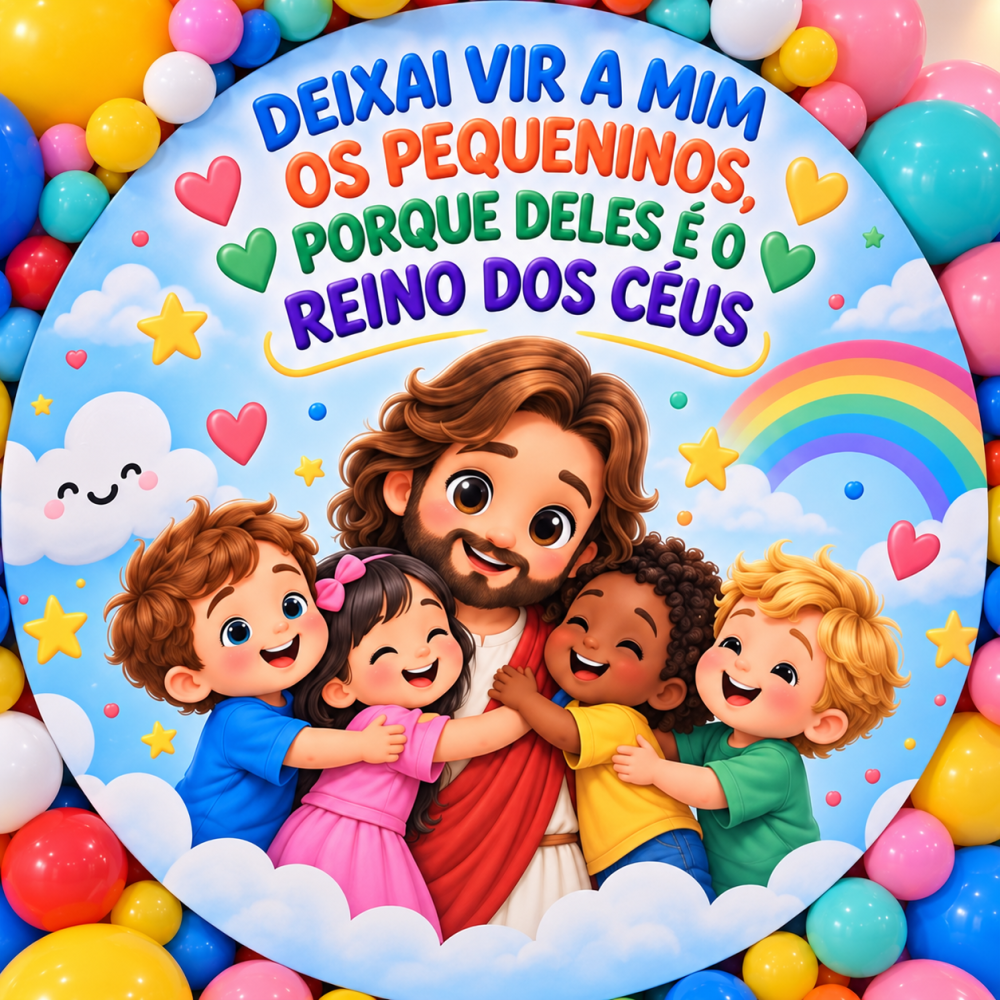 DECORAÇÃO DIA DAS CRIANÇAS. DEIXAI VIR A MIM OS PEQUENINOS PORQUE DELES É O REINO DOS CÉUS. - Imagem 3