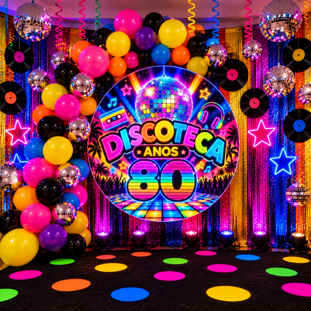 DECORAÇÃO DISCORECA ANOS 80.🪩🪩🪩 - Imagem 14